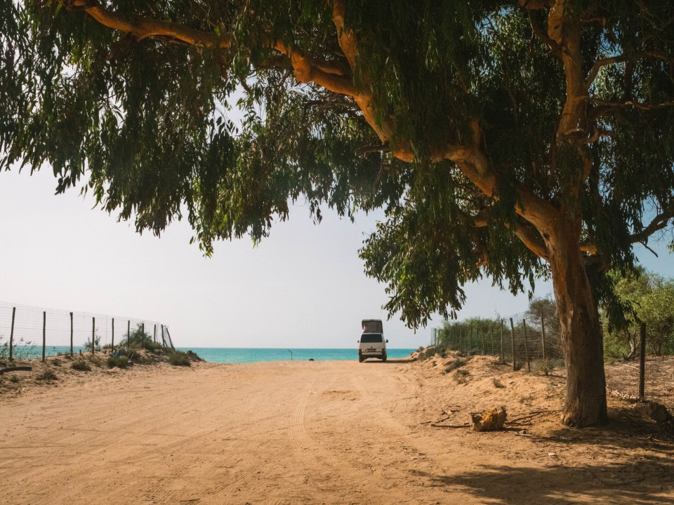 Vaniglia parcheggiato in spiaggia