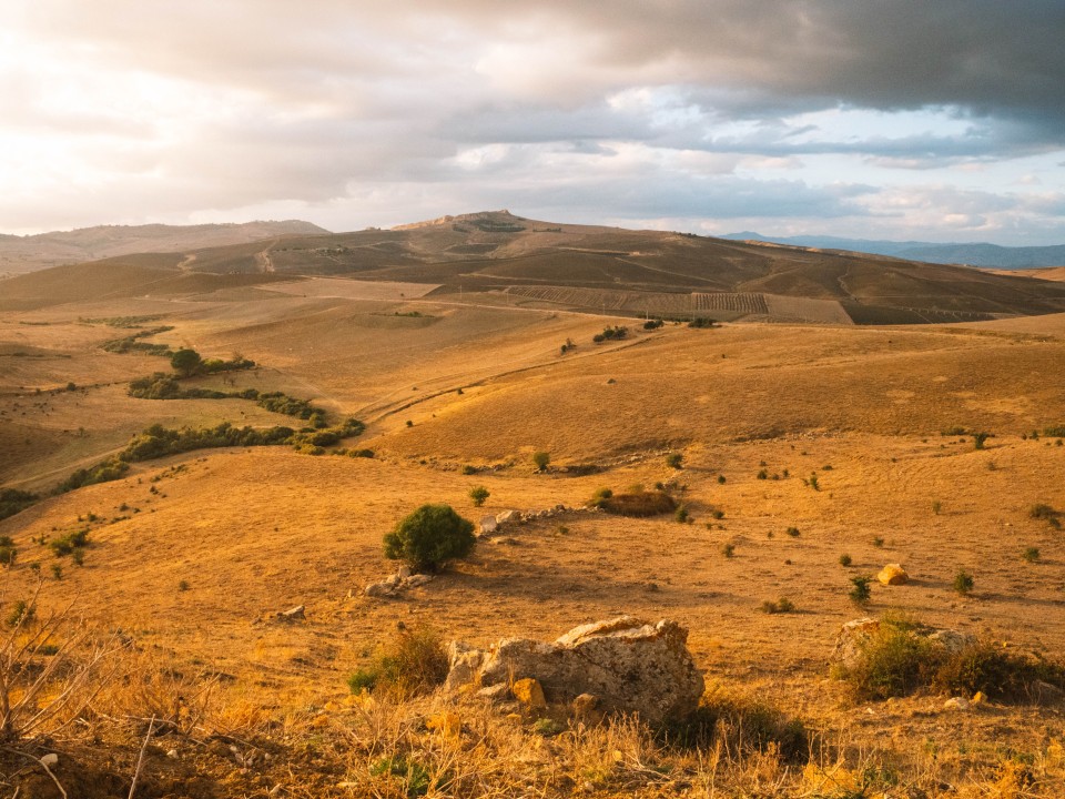 La campagna illuminata al tramonto